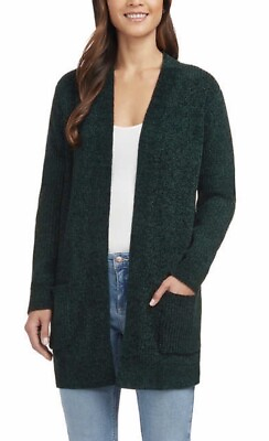 #ad Women Long Cardigan Matty M Chenille Sweater w Pockets Size M L XL XXL Green $25.00
