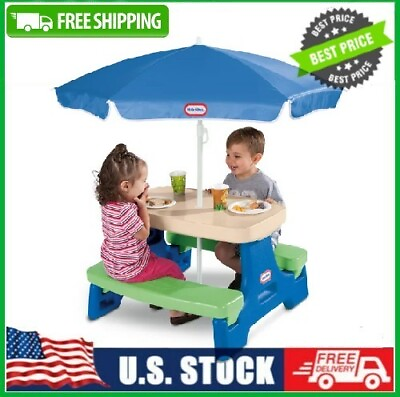 #ad Little Tikes Easy Store Picnic Table Play Table with Umbrella for Kids NEW $66.21