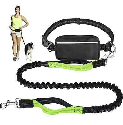 #ad Hands Free Dog Leash for Running Walking Hiking Dual Handle bungee w waistband $12.75