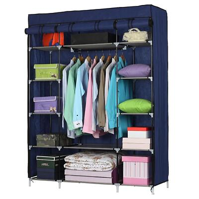 #ad 5 Layer 12 Grids Portable Closet Storage Organizer Wardrobe Clothes Rack Fabrics $27.99