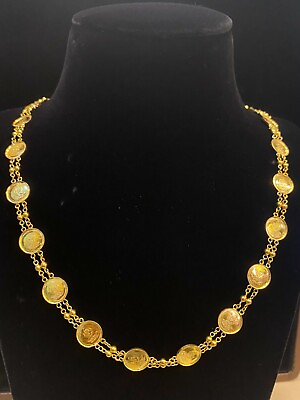 #ad Classy Dubai Handmade Coin Chain Necklace In Solid 750 Stamped 18K Yellow Gold $1987.20