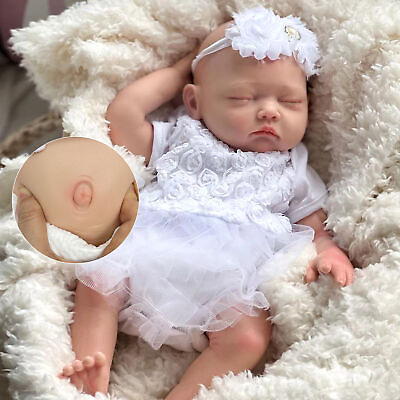 #ad 18in Full Body Solid Silicone Dolls Lifelike Reborn Baby Dolls Newborn Girl Doll $252.99