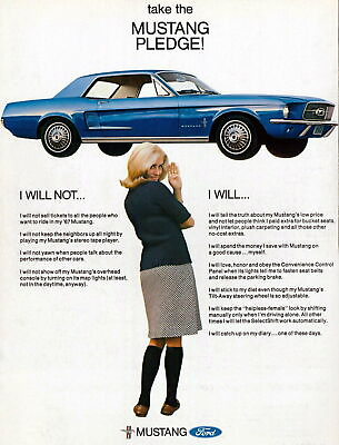 #ad 1968 Mustang Take the pledge Poster 20x30 $19.99