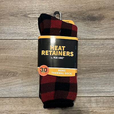#ad Heat Retainers by Muk Luks Thermal Insulated Socks Shoe SZ 10 13 Buffalo Plaid $14.99