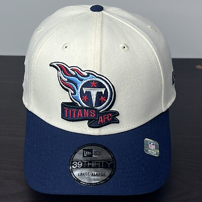 #ad Tennessee Titans Hat Cap SIZE Large XL L XL New Era 39Thirty Stretch Cream Blue $19.99