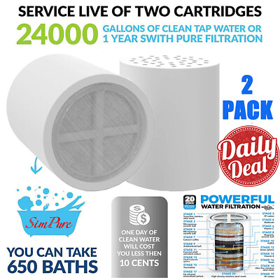 #ad 2Pack 20 Stage Shower Filter CartridgesWater Softener Shower Head Replacement $14.99