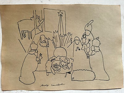 #ad Andy Warhol painting on paper handmade signed and stamped mixed media $54.00