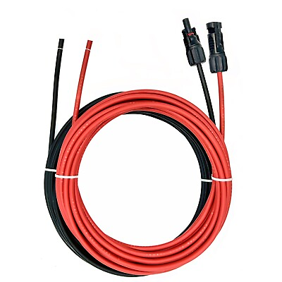 #ad 10 AWG Solar Panel Extension Cable PV Wire Solar Connector Black and Red 6mm² $7.60