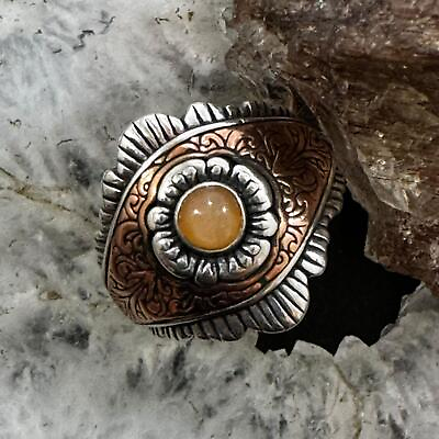 #ad Carolyn Pollack Sterling Silver amp; Copper Round Citrine Decorated Ring For Women $82.50