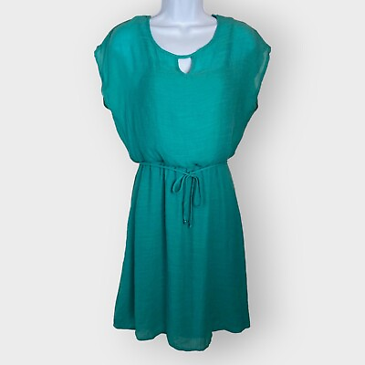 #ad NWT NYamp;Co Womens Dress Small Crochet Green Crochet Belted Beachy $14.99
