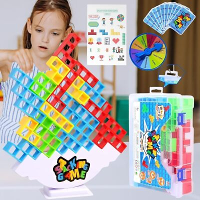 #ad 64 Pcs Tetra Tower Balance Stacking Blocks Game for Adults Kids Stack Attack Boa $47.12