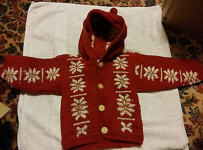 #ad 0015 Vintage Nantu Famia Childrens Hand Made Wool Size 1 Hoodie Inca Snowflakes? $35.00