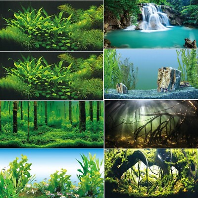 #ad 1pc HD Fish Tank Background Sticker 3D Landscape Poster Aquarium Art Decoration $12.49