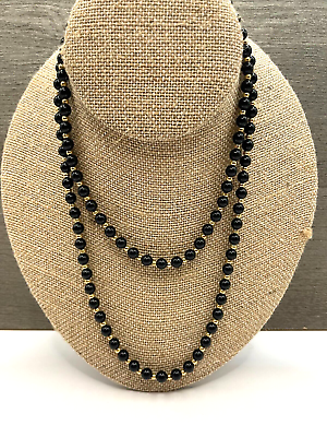 #ad Vintage Monet Gold amp; Black Acrylic Bead Necklace 34 in $12.00