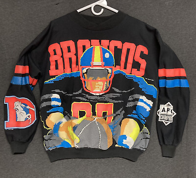 1989 Denver Broncos AFC Champions Sweatshirt Caribe Sportswear XL Neon Vintage $95.00
