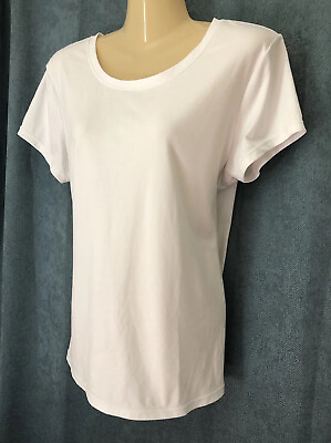 Spalding Women’s Athletic T Shirt Size Large White Sheer Vented Back Cutout EUC $12.85