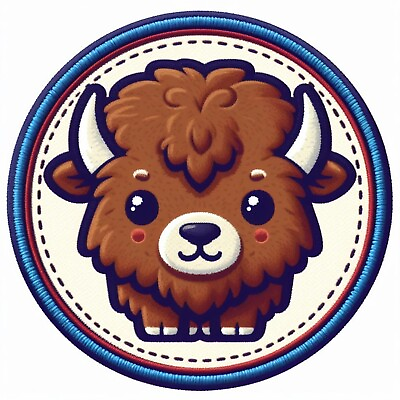 #ad Cute Bison Patch Embroidered Iron on Applique Clothing Cartoon Kids Buffalo $6.87