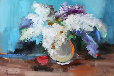 #ad spring flowers Still Life Stylish Modern Art Oil painting 8x12 $73.20