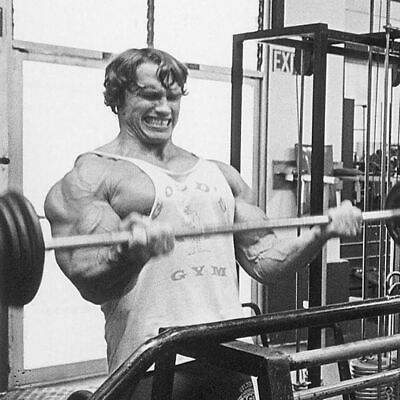 #ad A Arnold Schwarzenegger Black And White Lifting weights 8x10 Photo Print $4.00