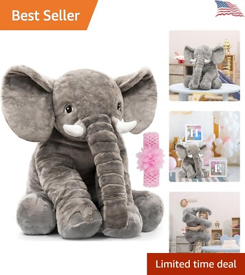 #ad 24 Inch Stuffed Elephant Plush Toy Soft and Cuddly Animal for Kids and Adults $66.48
