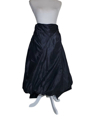 #ad Boutique High Fashion Tie Back Balloon Parachute Skirt Black Satin Prom Dress S $57.64