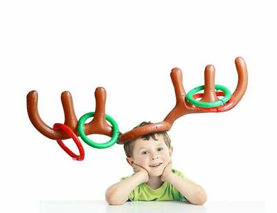 #ad Christmas Inflatable Reindeer Antler Hat with Rings Party Toss Games for Kids $6.99