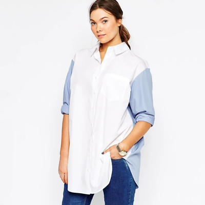 #ad Plus Size Oversize Shirt Blouse Women Long Sleeve Turn Down Collar Loose Button $45.46