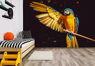 #ad 3D Yellow Parrot Wings D106 Animal Wallpaper Mural Self adhesive Removable Honey AU $44.99