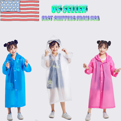 #ad 3PCS Boys Girls Kid Waterproof Jacket Raincoat Rain Coat Hooded Poncho Rainwear $11.39