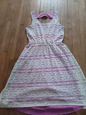 #ad Maurices Dress Cream Lace Overlay Pink lining Gorgeous Size Medium $8.00
