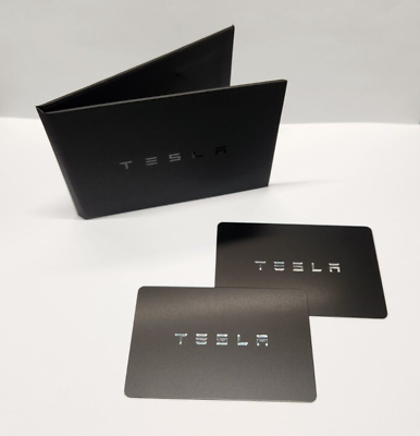 #ad NEW Genuine TESLA Key Set of 2 Cards with black Wallet Holder MODEL 3 Y S X $34.99