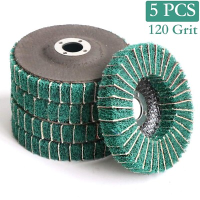 #ad 5 Pcs Metal Cleaning Polishing Wheel Pads 4.5quot;x7 8quot; Flap Disc for Angle Grinder $16.69