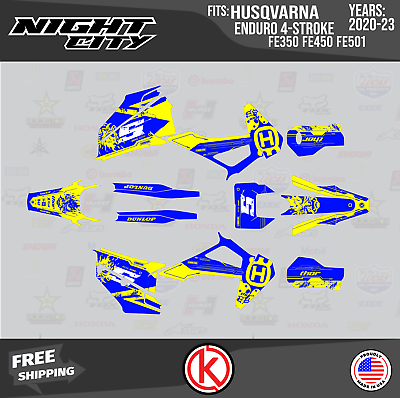 #ad Graphics Kit for Husqvarna FE350 FE450 FE501 2020 2023 Night city Yellow Shift $164.99