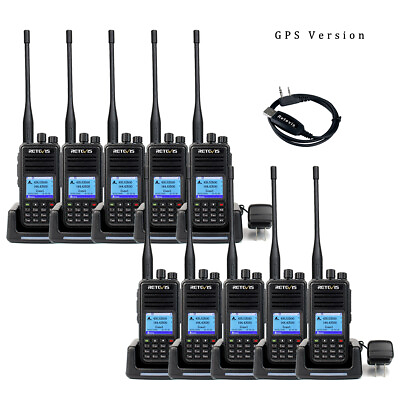 #ad 10Pcs Digital Retevis RT3S Ham DMR Radio GPS Dual Band Walkie Talkies VOX USB $1099.99