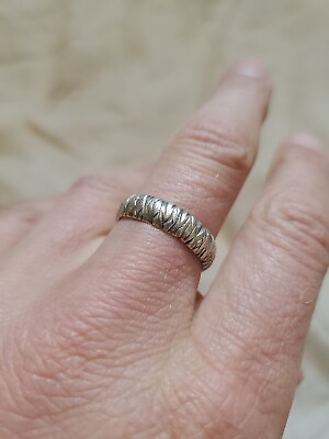 #ad Handmade Diamond Cut Sterling Silver Ring Size 10 19.5mm ID Ooak $38.00