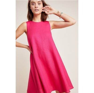 #ad MAEVE Melbourne Hot Pink Linen Swing Women#x27;s Size Large Tent Anthropologie Dress $39.75