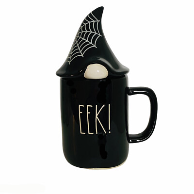 #ad Rae Dunn Halloween EEK Gnome Mug Coffee Mug with Gnome Spider Web Topper $29.99