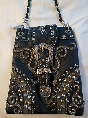 #ad Mini Black Crossbody buckle stud purse Punk Biker Gothic $17.99
