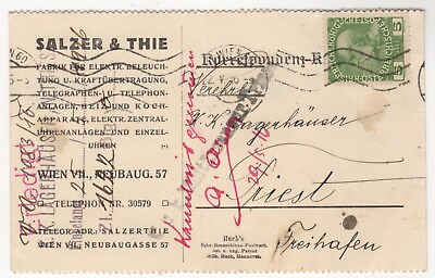 #ad 1916 May 22nd. Commercial Post Card. Vienna to Trieste. AU $14.50