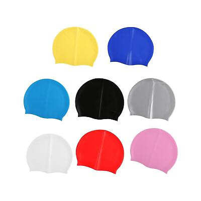 #ad Pure Color Swimming Cap Silicone Swim Cap Waterproof Hair Ear Protection Keep $8.05