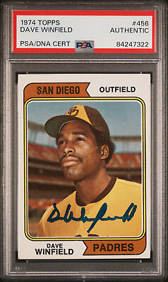 #ad 1974 PADRES Dave Winfield signed ROOKIE card Topps #456 PSA Slab AUTO RC HOF $229.00