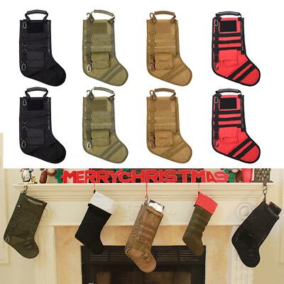 #ad 8Pcs Tactical Molle Christmas Stocking Sock Christmas Decoration Santa Sacks Bag $121.26