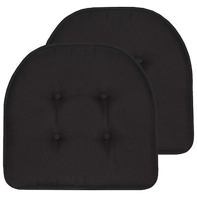 #ad Sweet Home Collection Chair Cushion Memory Foam Pads 17quot; x 16quot; 2 Ct 1 pk Black $44.16