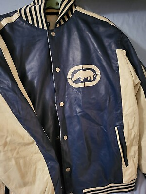 #ad Very Rare Vintage Retro Ecko Varsity Bomber Leather Jacket Great Condition $210.00