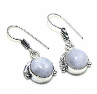 #ad Rainbow Moonstone Gemstone Vintage 925 Sterling Silver Jewelry Earrings $47.50