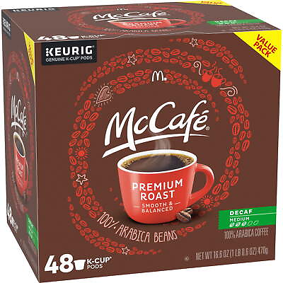 #ad Premium Roast Decaf Coffee K Cup Pods Decaffeinated 48 ct 16.6 oz Box—McCafe $27.97
