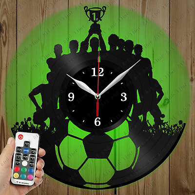 #ad LED Vinyl Clock Football soccer LED Wall Art Decor Clock Original Gift 3607 $39.42