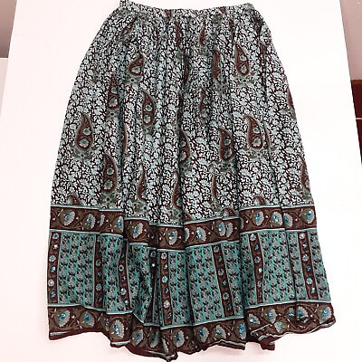 #ad Millenium Career Casual Cotton Skirt Womens Large L Floral Design Elastic Waist $16.90