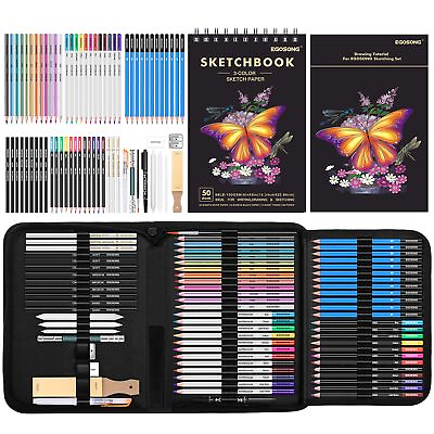 #ad Professional Drawing Supplies Art Set €“73 Piece Sketching Kit with Sketch Book $32.00