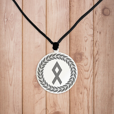 #ad Othila Family Steel Necklace Othila Rune Letter Pendant Stainless Steel $19.90